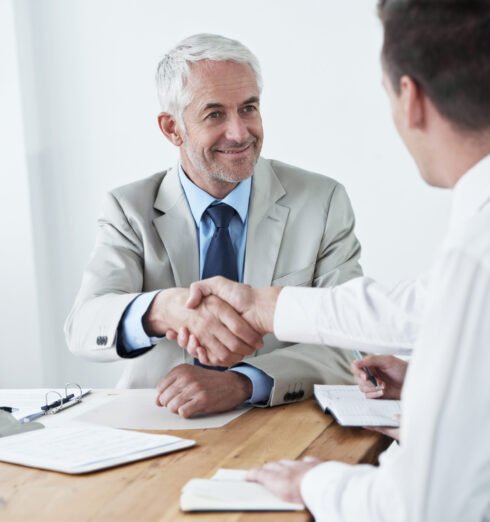 Making business connections.